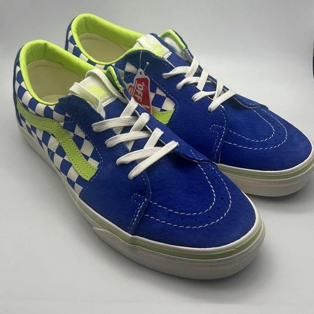Vans SK8-Low checkerboard blue white green casual skate sneaker shoe NWB Men 9.5